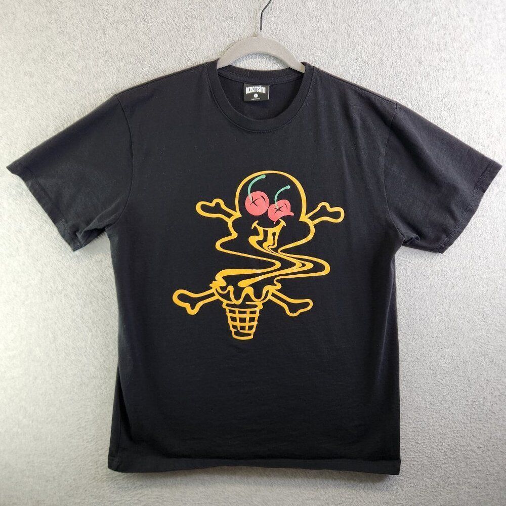Billionaire Boys Club Ice Cream Shirt Mens L Black Melting Scoop Cherries Bones